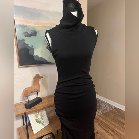 Michael Stars Macy Black Sleeveless Turtleneck Bodycon Stretch Dress Medium - Picture 6 of 15